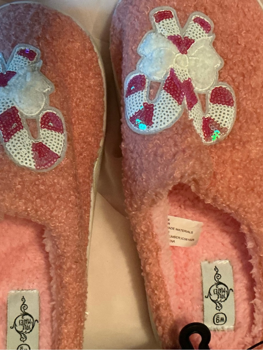 Girls' Pink Fuzzy Slip-On Shoes with Sequin Bow Detail